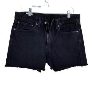 Levi's 505 Cut Off Shorts Black High Rise Frayed Hems Size 34